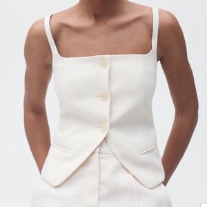 MANGO Tempo Button Square Neck Suit Vest Tank